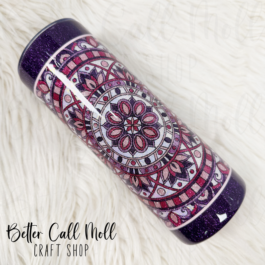 20oz Glitter Mandala Insulated Stainless Steel Coated Tumbler