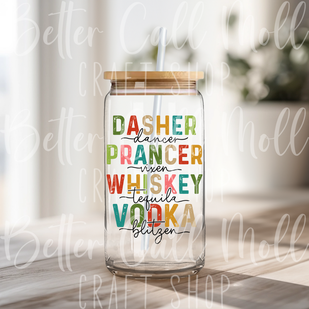 D169 - Dasher Dancer Vodka Blitzen UV DTF Decal