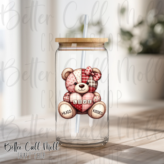 Patchwork Love Bear UV DTF Decal UV DTF Decal