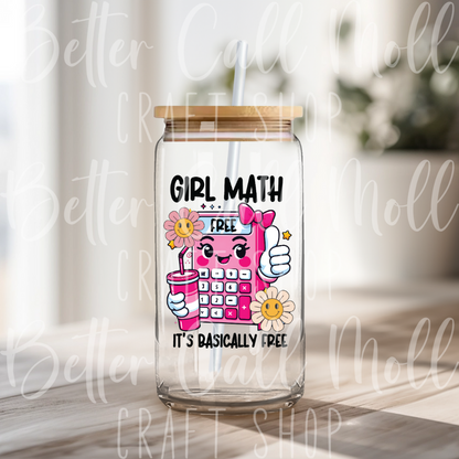 Girl Math UV DTF Decal