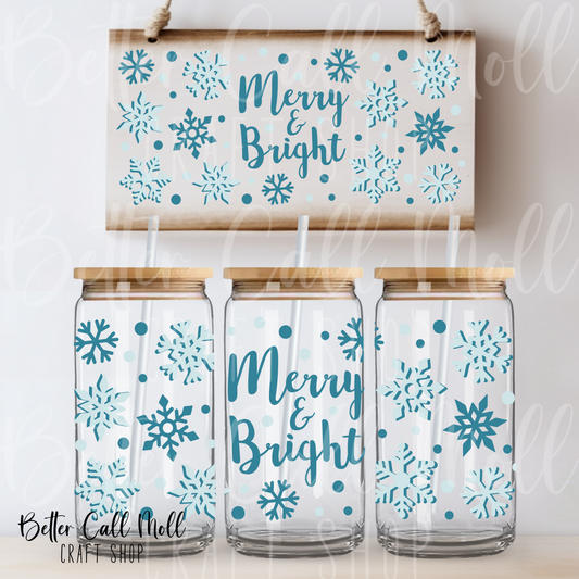 Merry and Bright UV DTF 16oz Tumbler Wrap