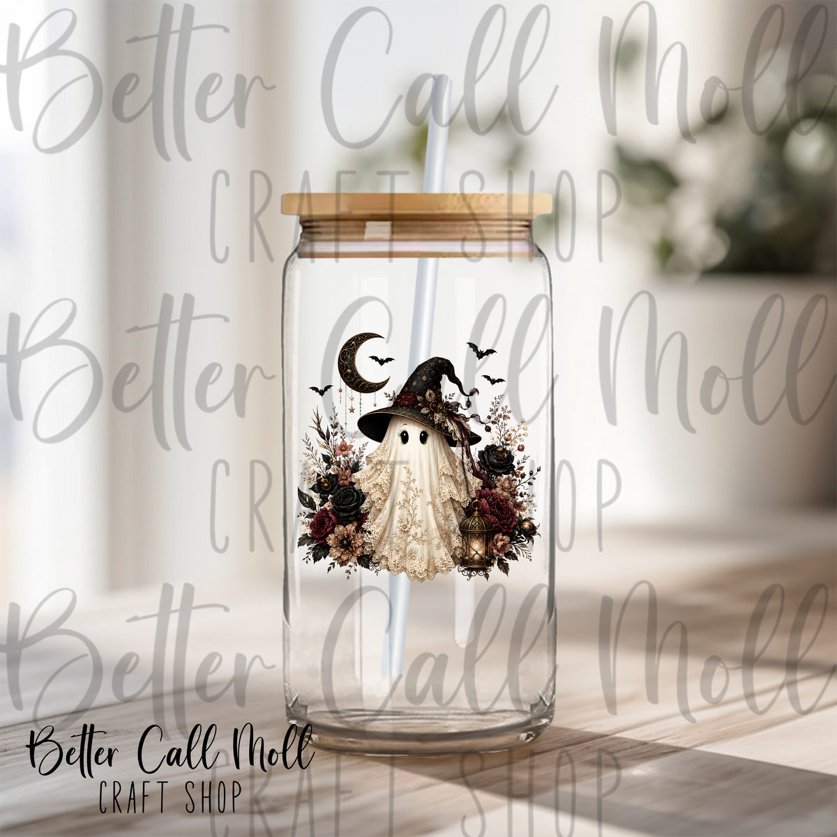 Floral Lace Ghost UV DTF Decal