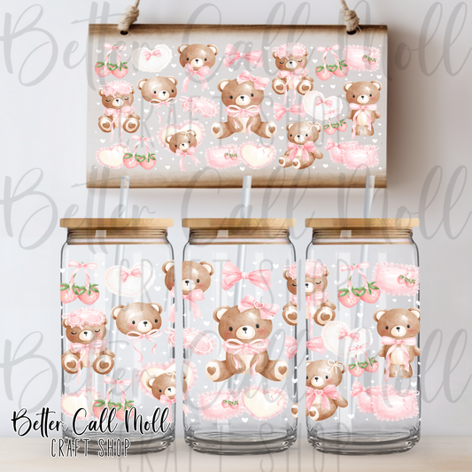 Cute Teddy Bears UV DTF 16oz Tumbler Wrap