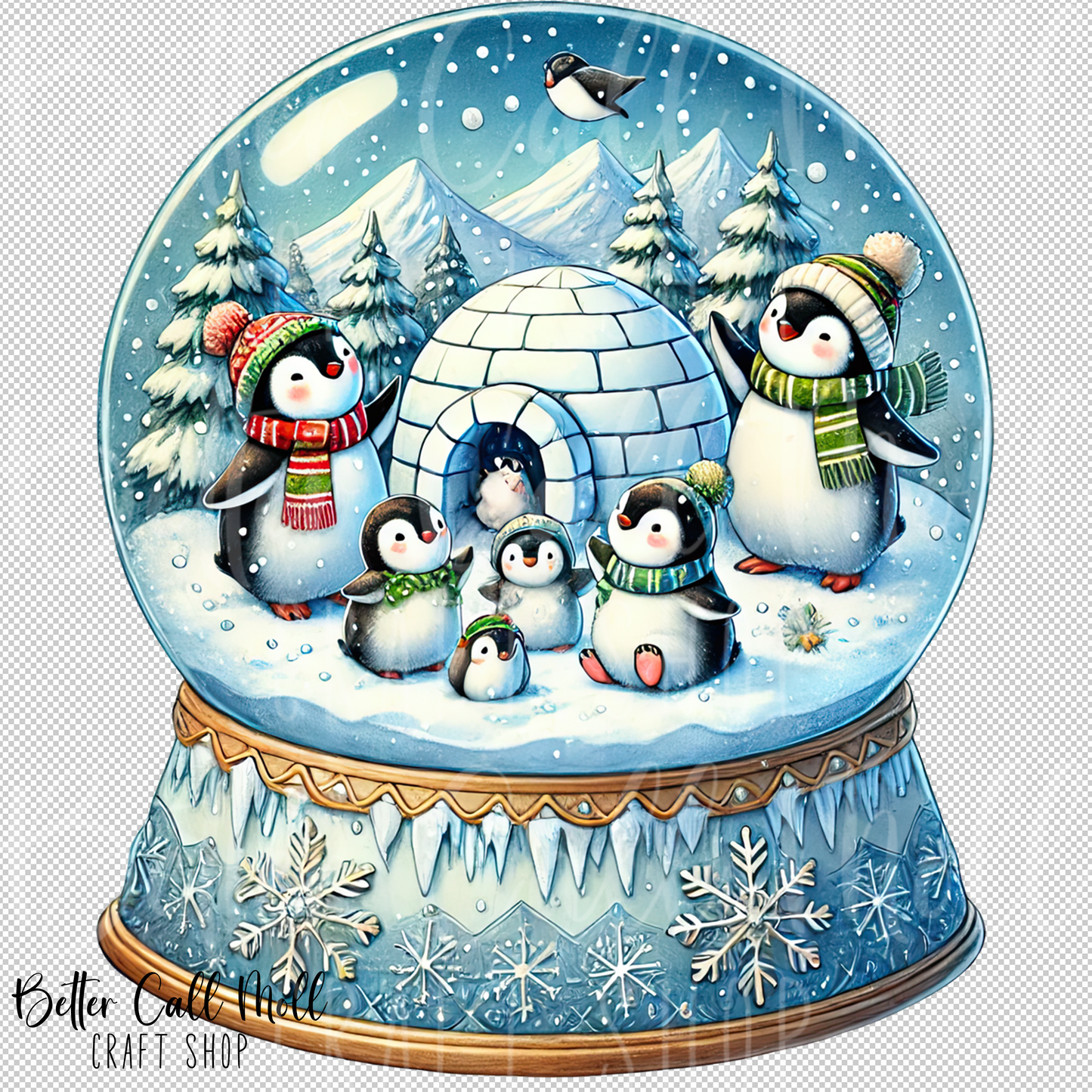 Penguins Snow Globe UV DTF Decal
