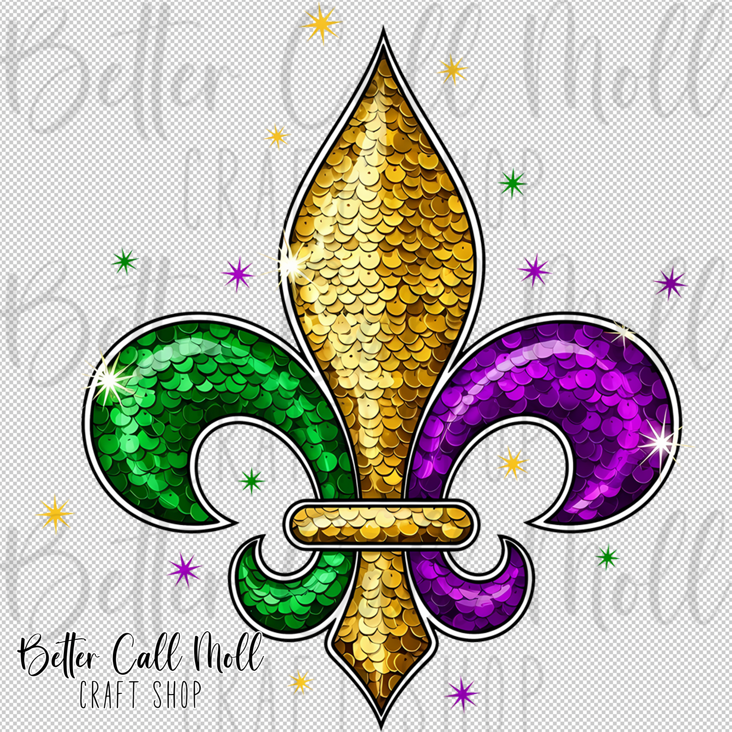 Sequin Fleur-de-lis UV DTF Decal