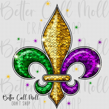 Sequin Fleur-de-lis UV DTF Decal