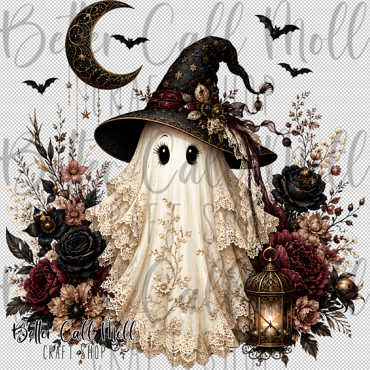 Floral Lace Ghost UV DTF Decal