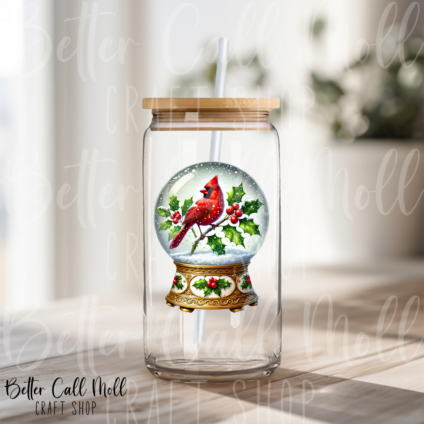 Cardinal Snow Globe UV DTF Decal