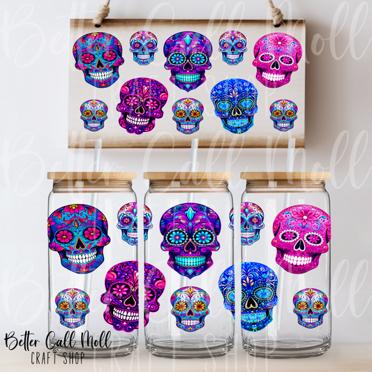 Sugar Skulls UV DTF 16oz Tumbler Wrap