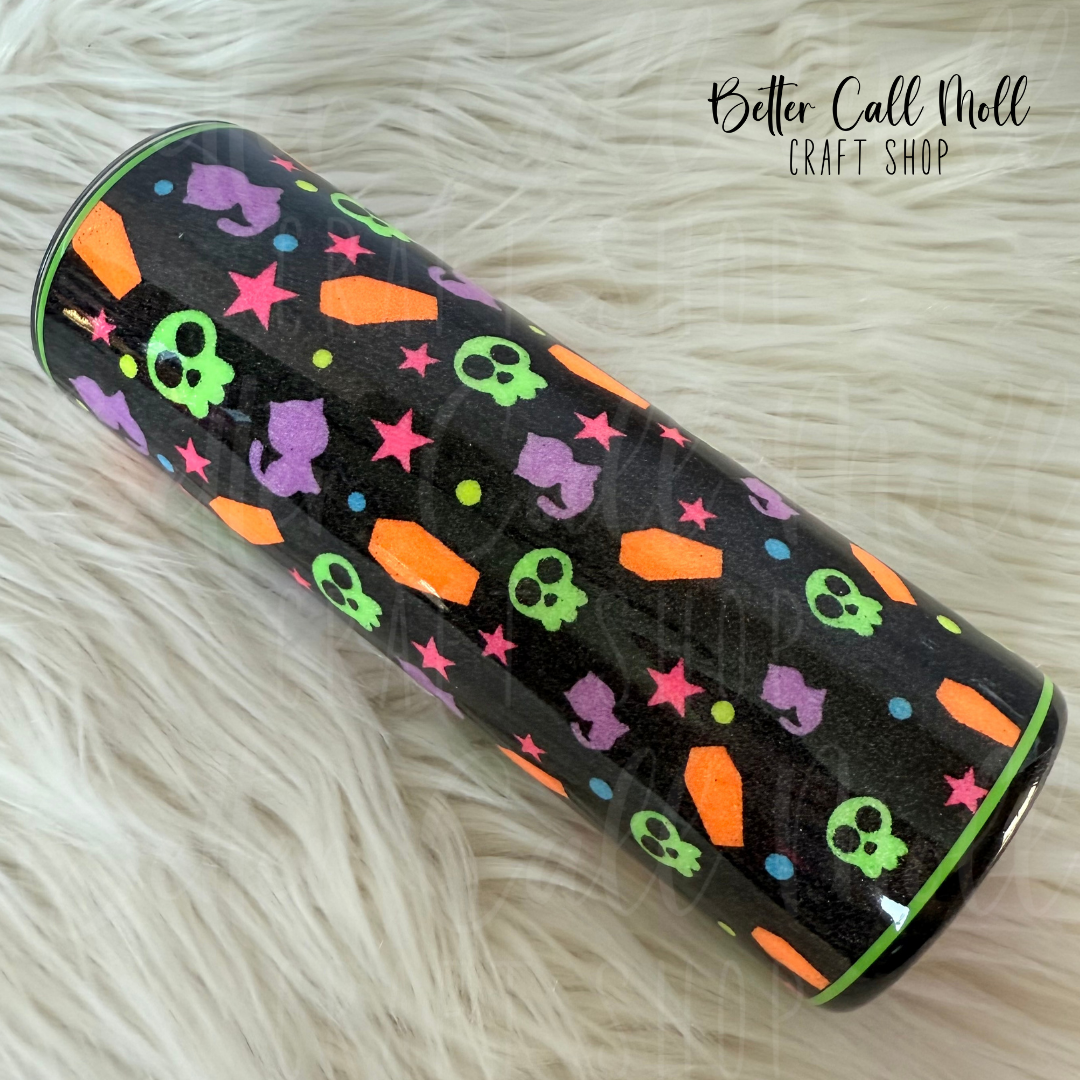 20oz Neon Glitter Halloween Insulated Stainless Steel Coated Tumbler