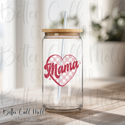 Mama Retro Heart UV DTF Decal