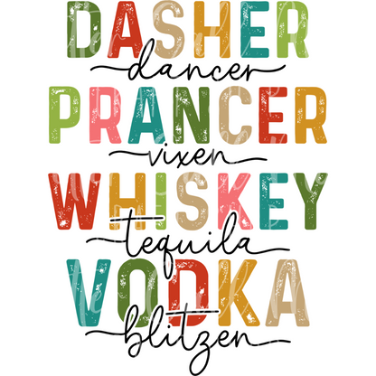 D169 - Dasher Dancer Vodka Blitzen UV DTF Decal