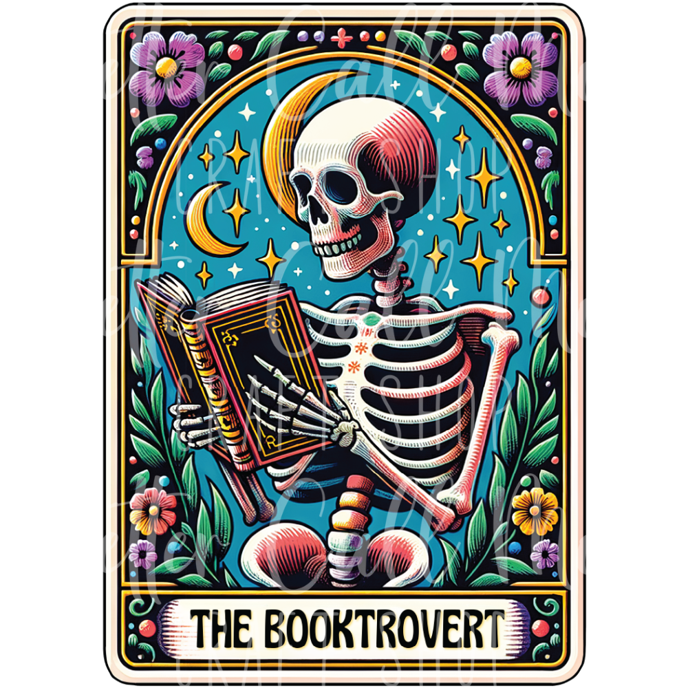 D026 - The Booktrovert Tarot Card UV DTF Decal