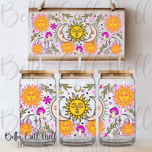 Bright Sun and Moon UV DTF 16oz Tumbler Wrap