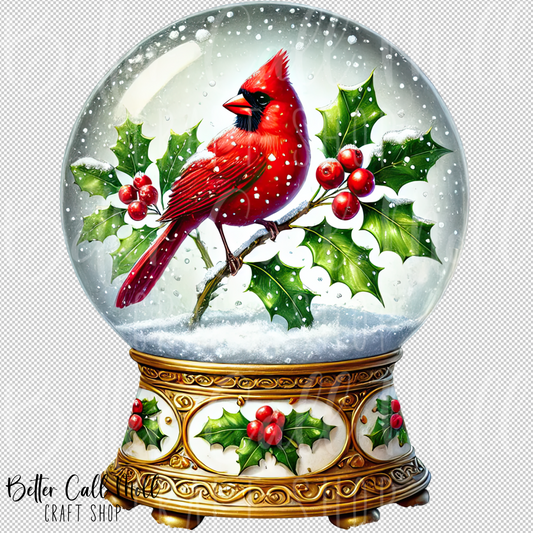 Cardinal Snow Globe UV DTF Decal
