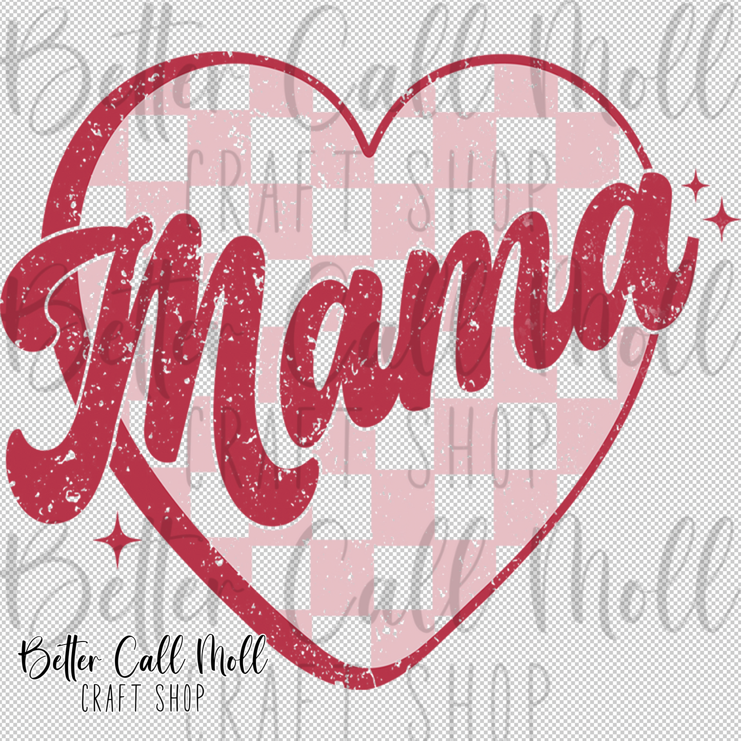 Mama Retro Heart UV DTF Decal