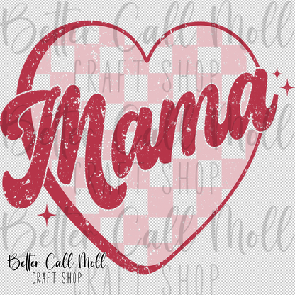 Mama Retro Heart UV DTF Decal