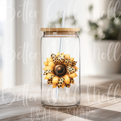 Leopard Print Sunflower UV DTF Decal