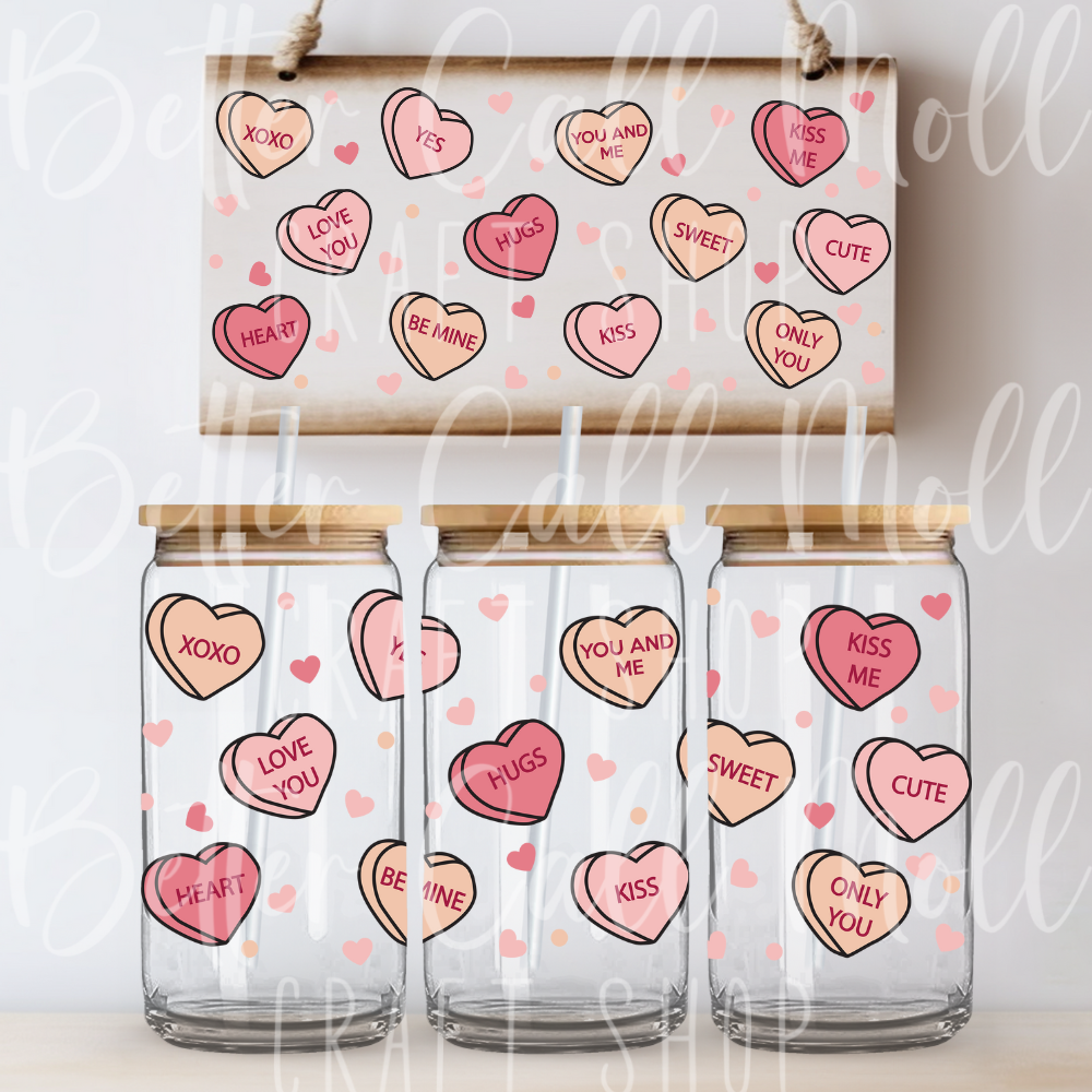 W131 - Conversation Hearts UV DTF 16oz Tumbler Wrap