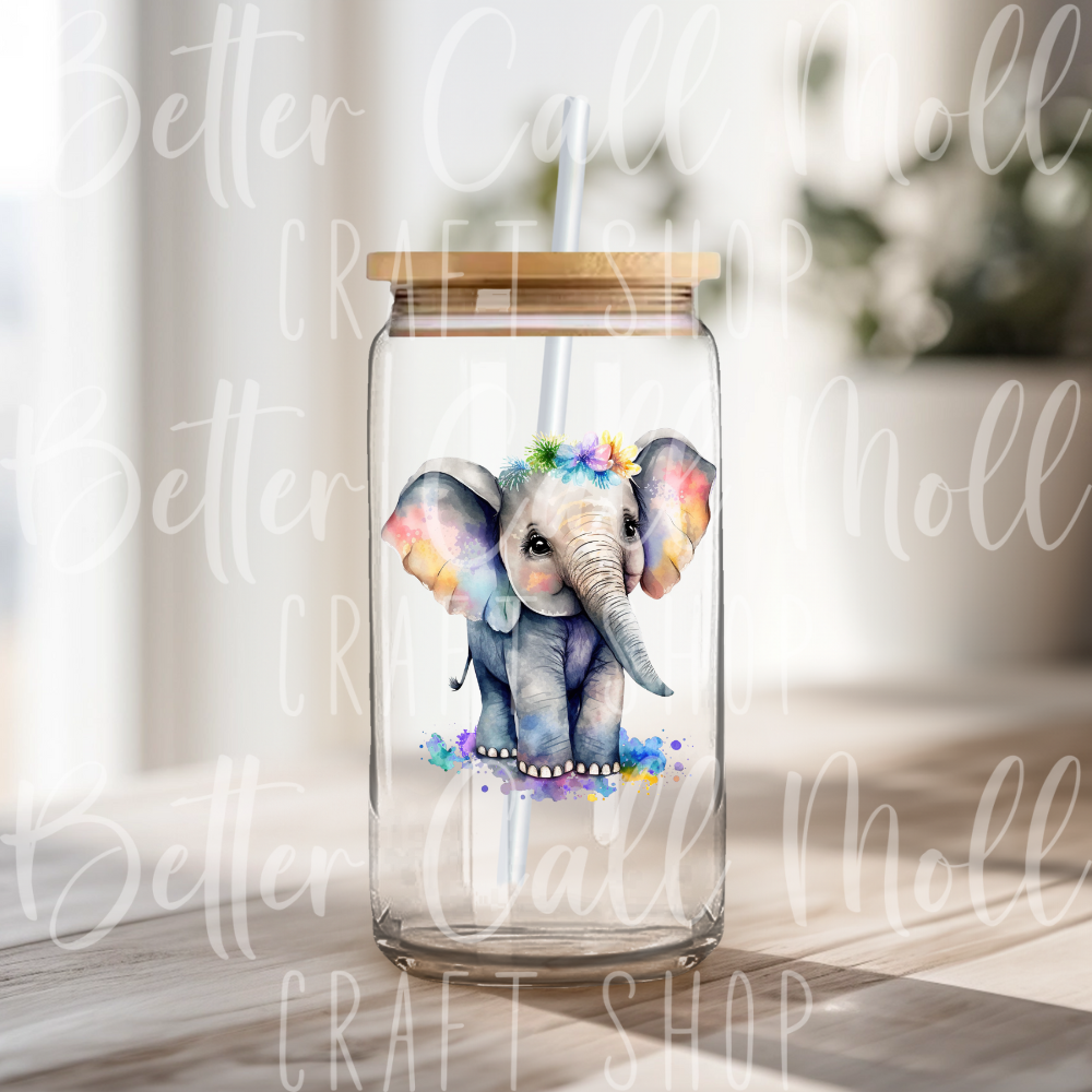 D184 - Watercolor Elephant UV DTF Decal