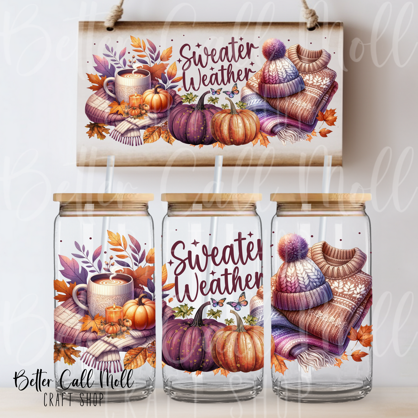 Sweater Weather UV DTF 16oz Tumbler Wrap