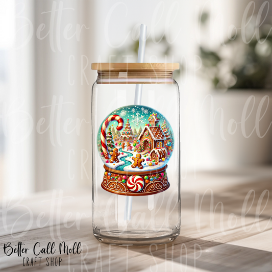 Gingerbread House Snow Globe UV DTF Decal