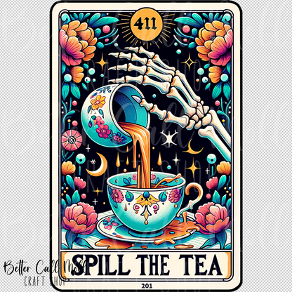 Spill the Tea Tarot UV DTF Decal
