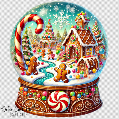 Gingerbread House Snow Globe UV DTF Decal