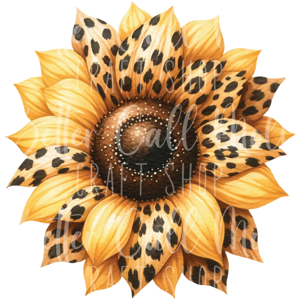 Leopard Print Sunflower UV DTF Decal