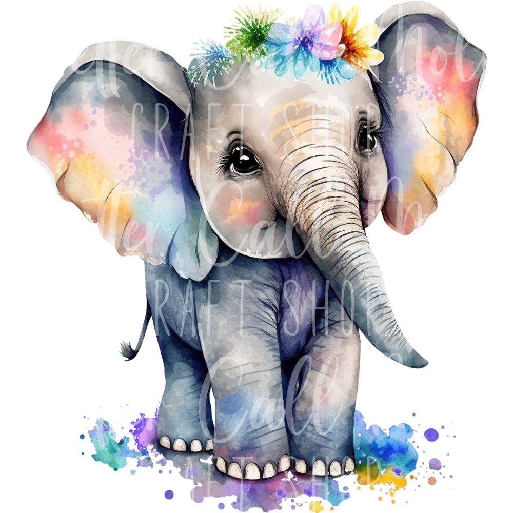 D184 - Watercolor Elephant UV DTF Decal