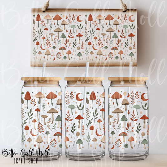 Mushrooms UV DTF 16oz Tumbler Wrap