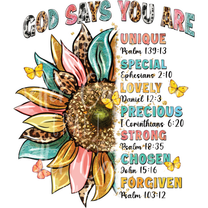 D117 - God Says You Are UV DTF Decal