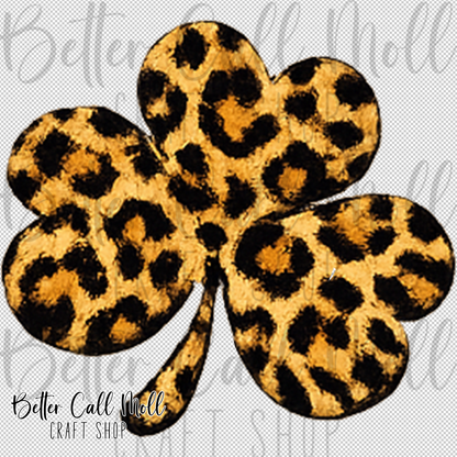 Tan Leopard Print Shamrock UV DTF Decal