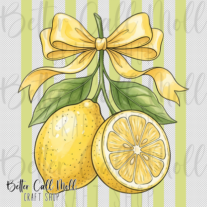 Lemon Coquette Bow UV DTF Decal