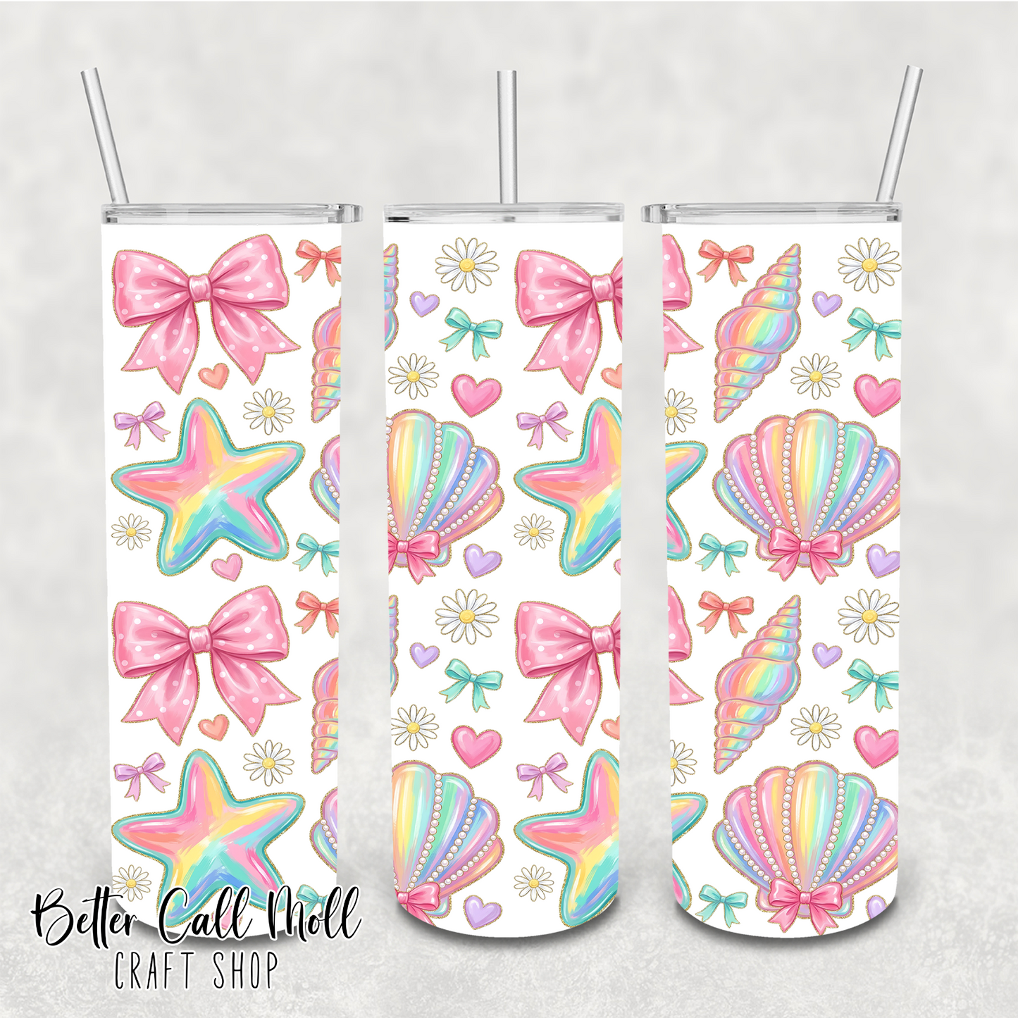 Iridescent Summer UV DTF 20/30oz Skinny Tumbler Wrap