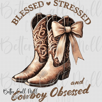 Blessed, Stressed, and Cowboy Obsessed UV DTF Decal