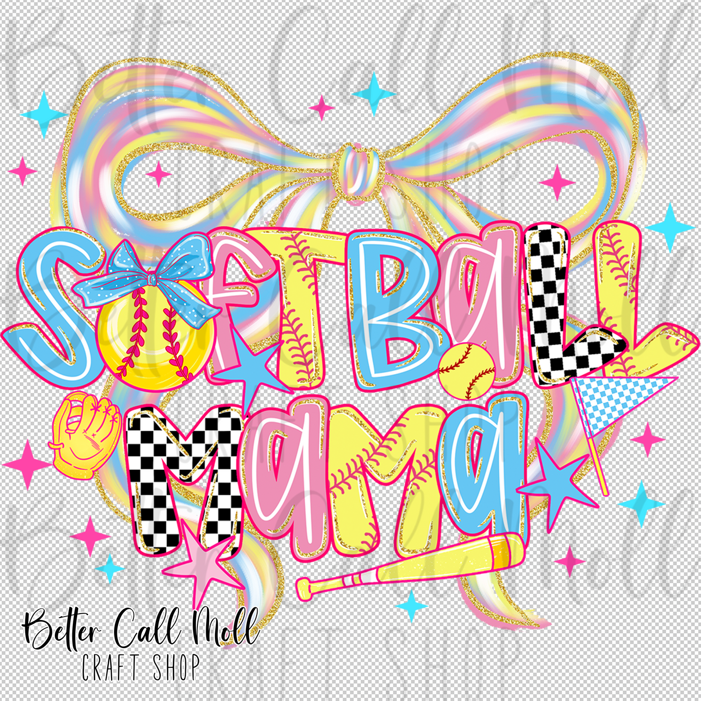 Softball Mama UV DTF Decal