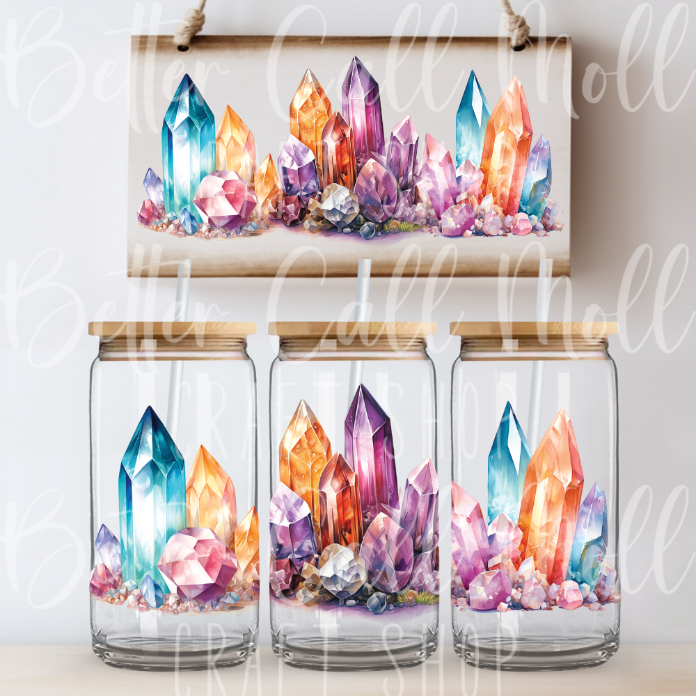 W098 - Crystals UV DTF 16oz Tumbler Wrap