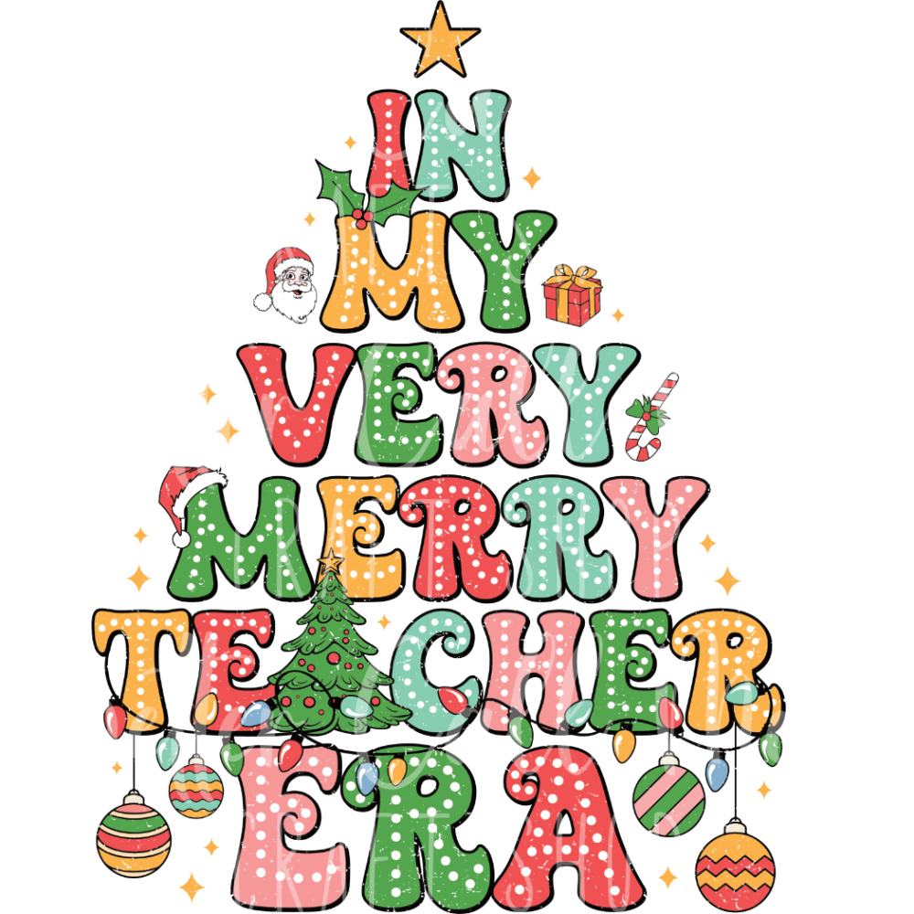 D048 - Very Merry Teacher Era UV DTF Decal