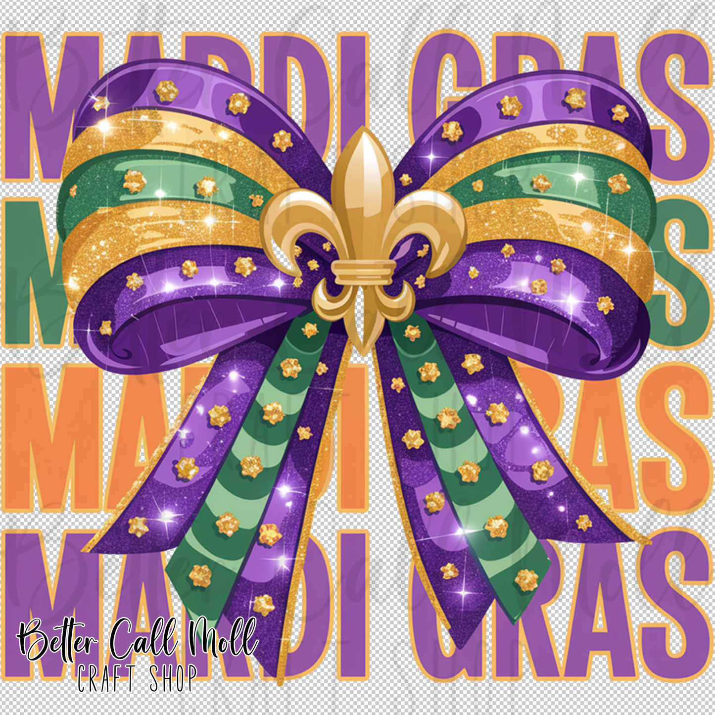 Mardi Gras Bow UV DTF Decal