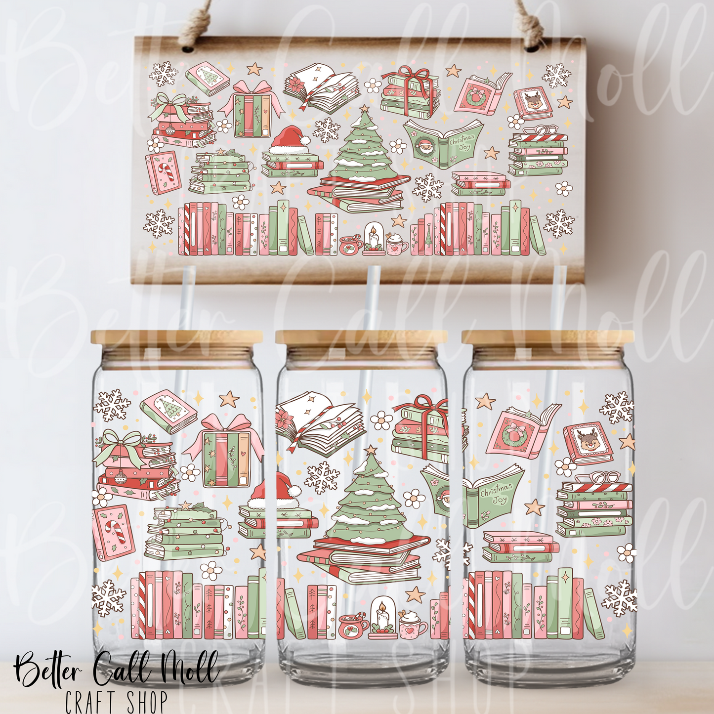 Christmas Books UV DTF 16oz Tumbler Wrap