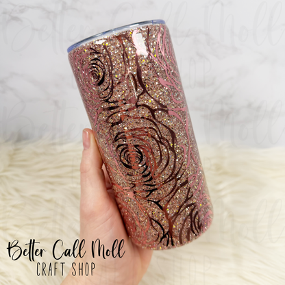 *PREORDER* Rose Outlines Rose Gold Glitter Insulated Stainless Steel Coated Tumbler