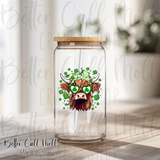 St Pattys Highland Cow UV DTF Decal