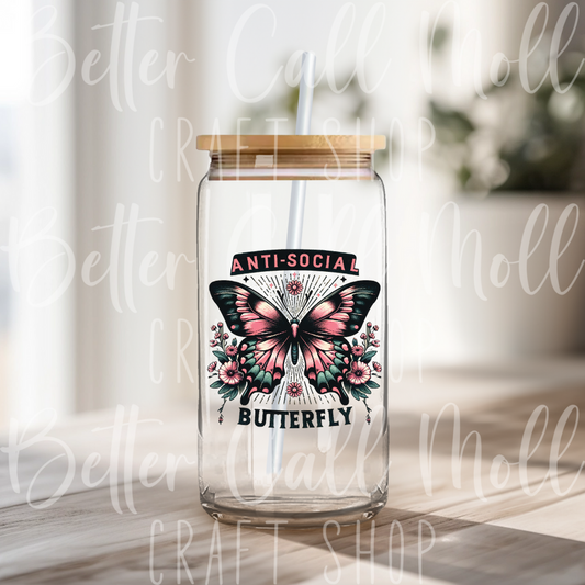 Anti-Social Butterfly UV DTF Decal