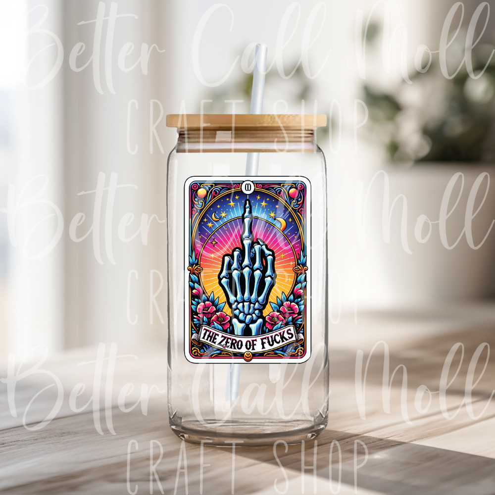 D028 - The Zero of F*cks Tarot Card UV DTF Decal