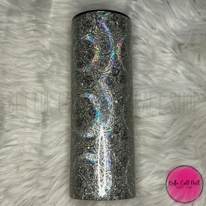 20oz Holographic Silver Roses Insulated Stainless Steel Coated Tumbler