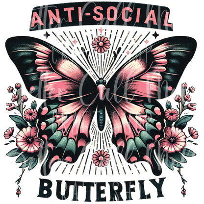 Anti-Social Butterfly UV DTF Decal
