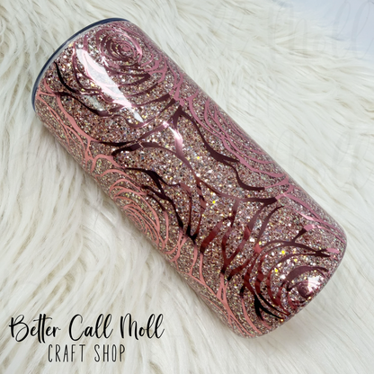 *PREORDER* Rose Outlines Rose Gold Glitter Insulated Stainless Steel Coated Tumbler