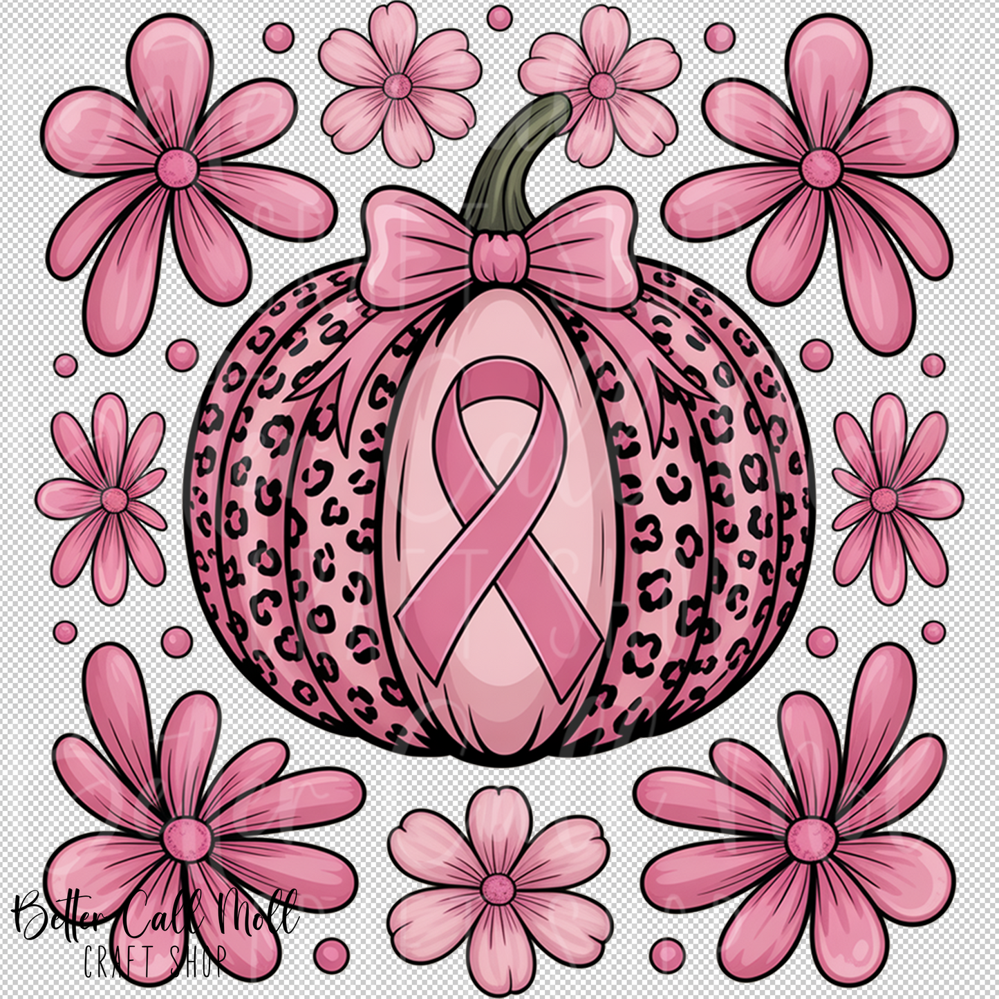 Breast Cancer Pumpkin UV DTF Decal