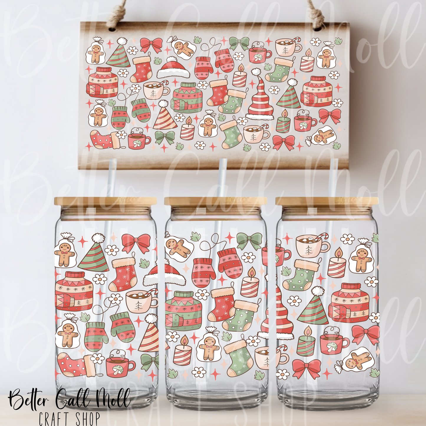 Christmas Elements UV DTF 16oz Tumbler Wrap